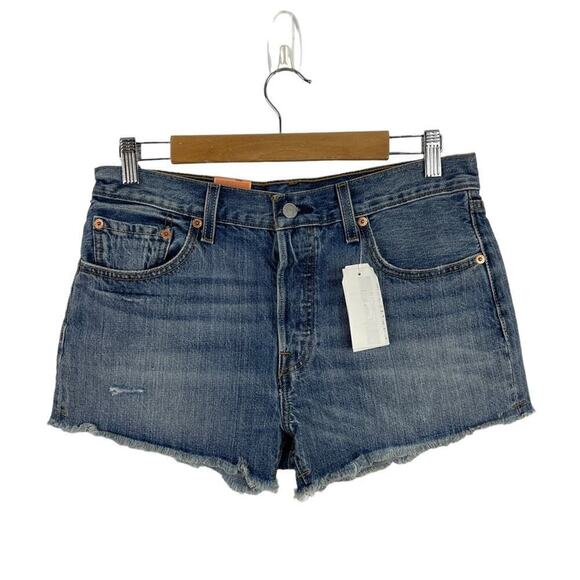 Levi’s 501 Roadside Blues Cut Off Button Fly Shorts 100% Cotton Distressed 29 - Picture 2 of 13